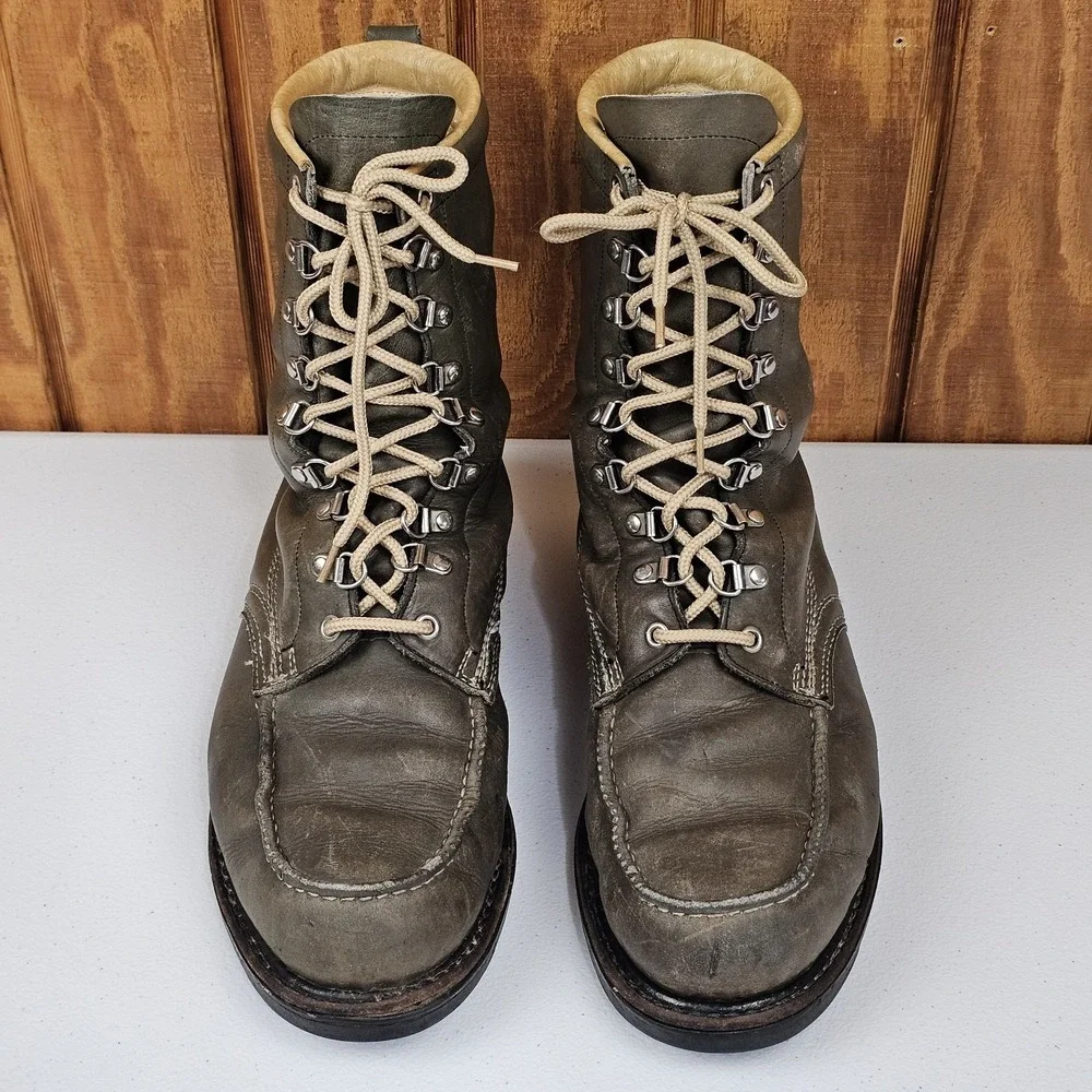 Vintage Sears 12 D Green Leather Moc Toe Sport Hunting USA 1970'S Ted Williams